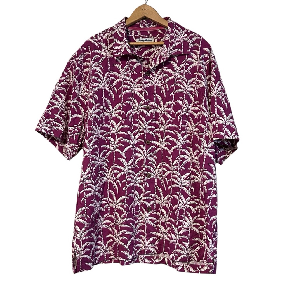 Tommy Bahama Silk Blend Palm Party IslandZone Camp Shirt Sz XL Button Down